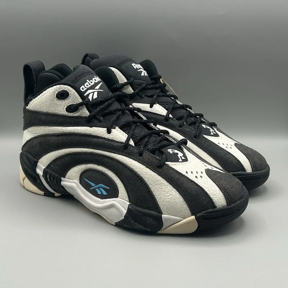 Reebok Shaqnosis Washed Black White Retro Shoes - Men's Size 7.5 Women's Size 9